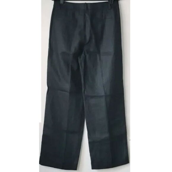 NWOT Banana Republic Palma Linen Pleated Straight Leg Pants 8 Black - Picture 3 of 11